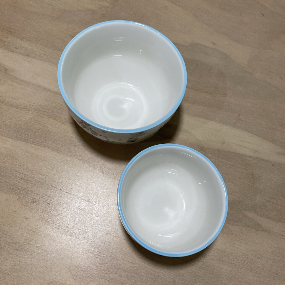 2 Easter bowls " Easter Bicycles" stoneware 5" and 4”
