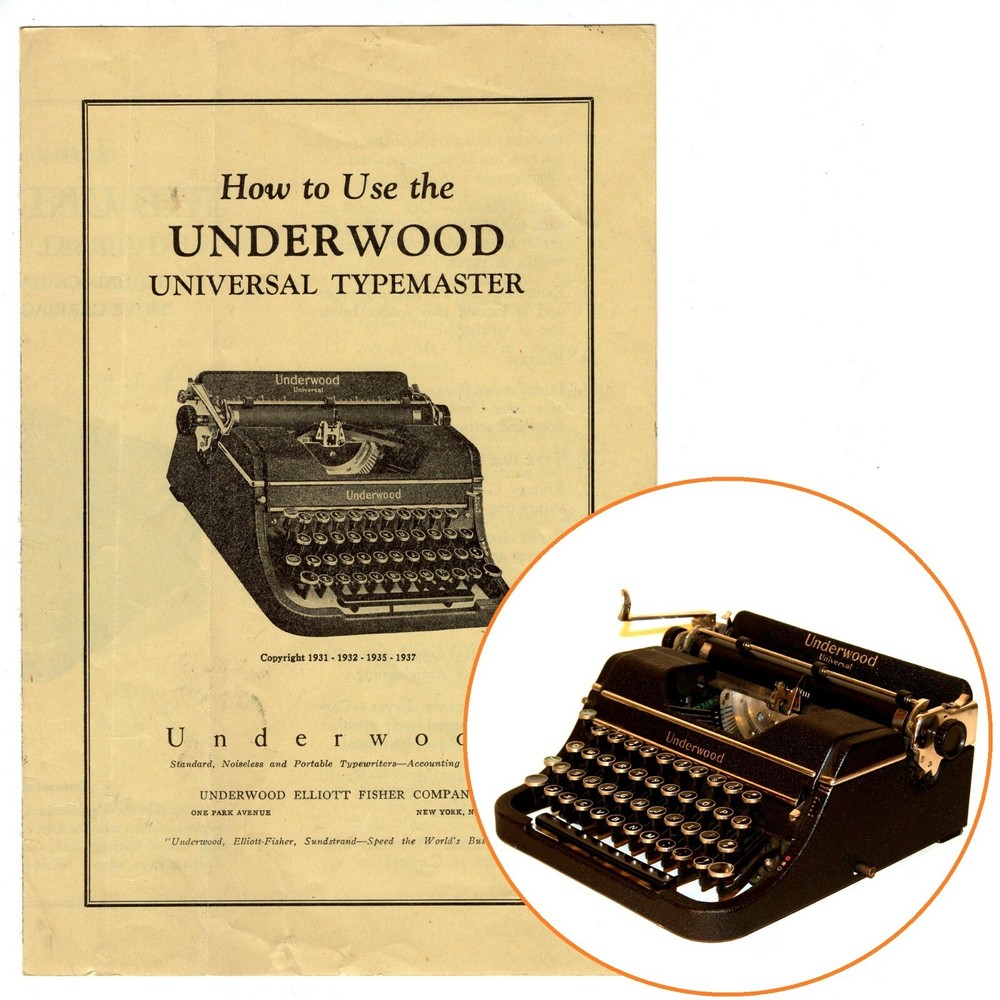 Underwood Universal Typewriter Instruction Manual User Repro Typemaster Vtg