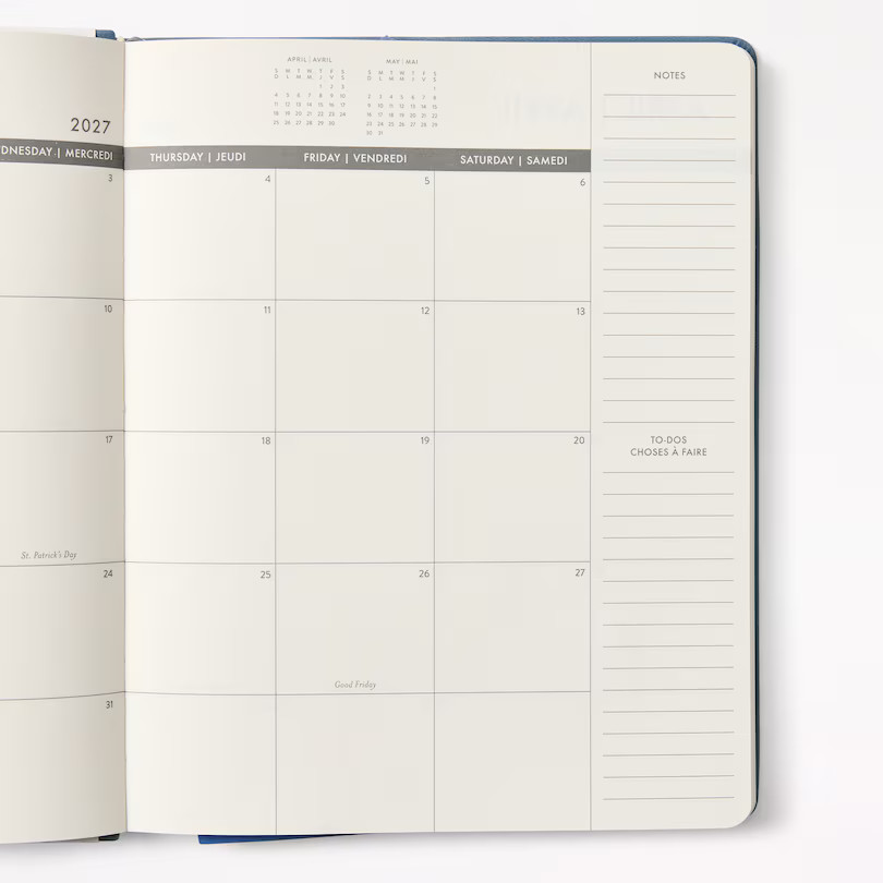 Eccolo Large PU Planner, 17 Month Blue