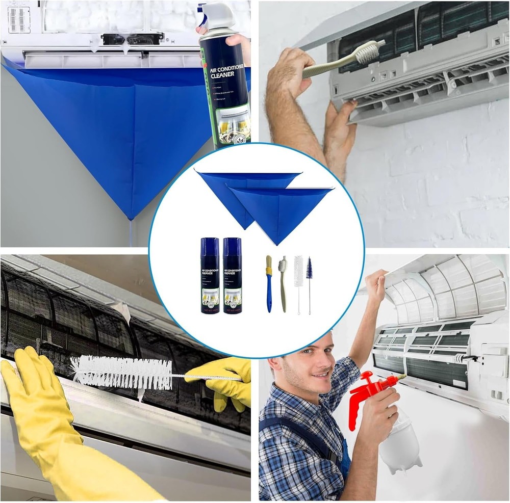 Ultimate Mini Split AC Cleaning Kit: 2 Cleaners, 4 Brushes, waterproof Covers