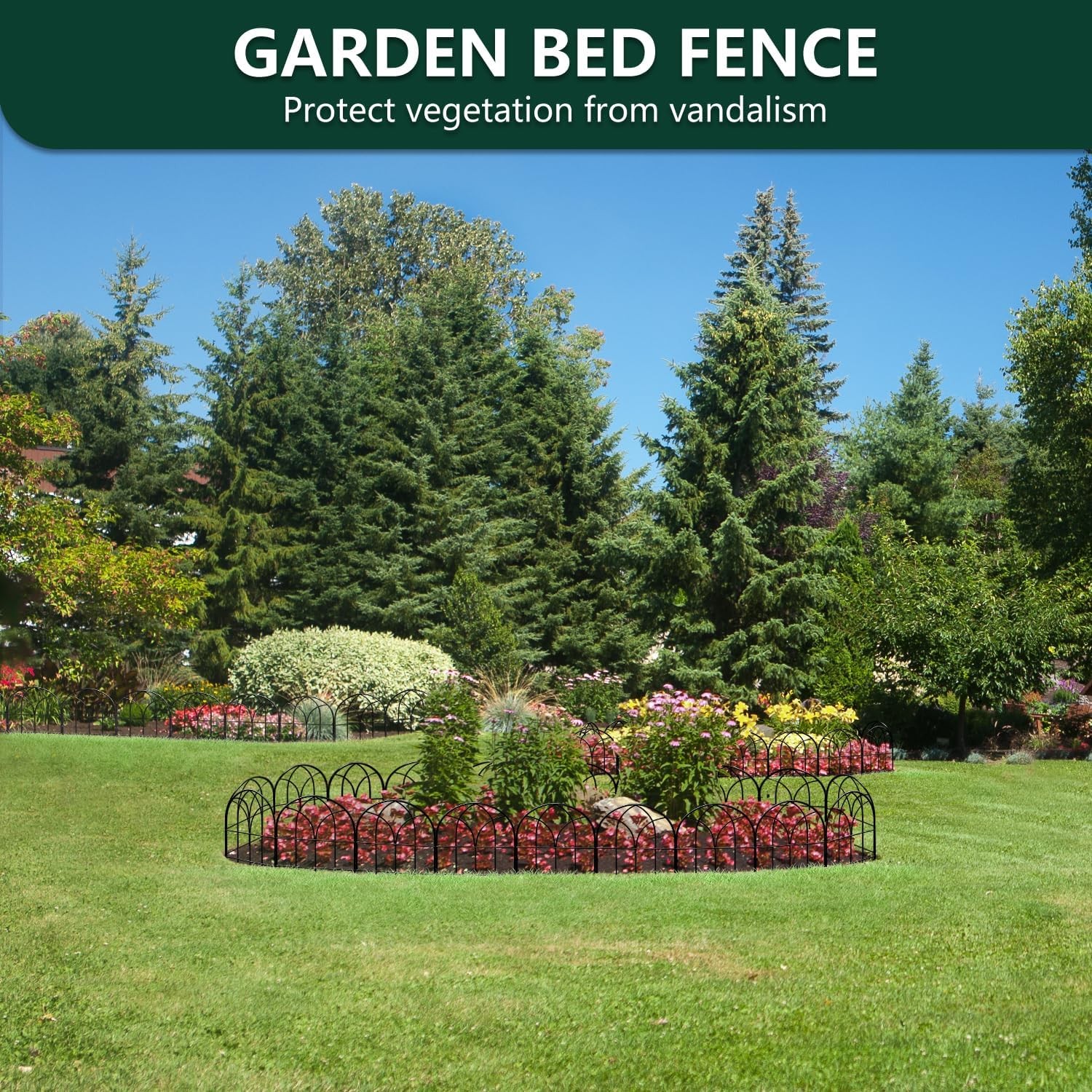 Small Garden Fence Animal Barrier, W12.55*H16.53 Decorative Fence Panel, No Dig