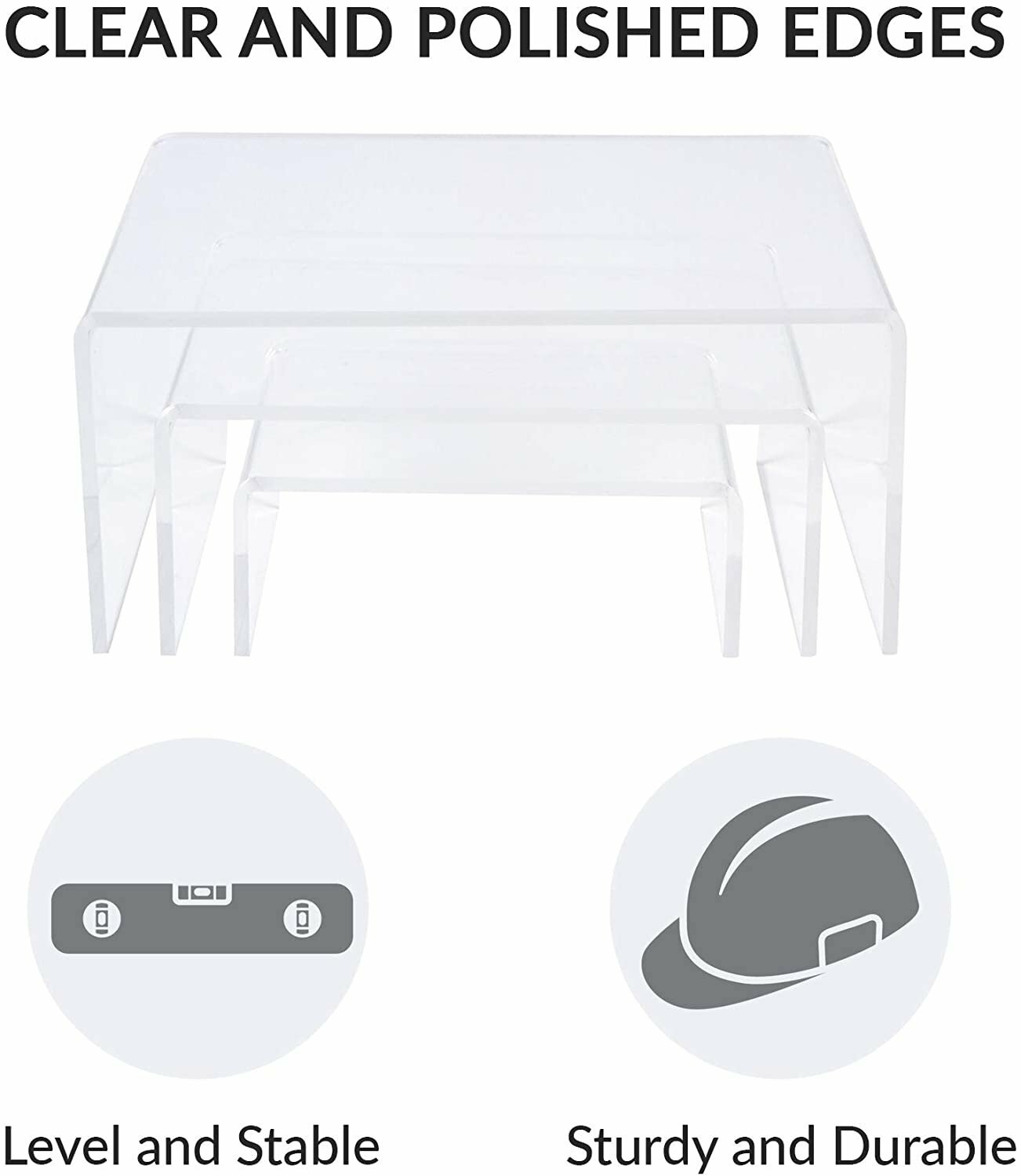 ​​[3-Set] SimbaLux® Acrylic Display Risers Clear Stand Medium Low Profile Tiered