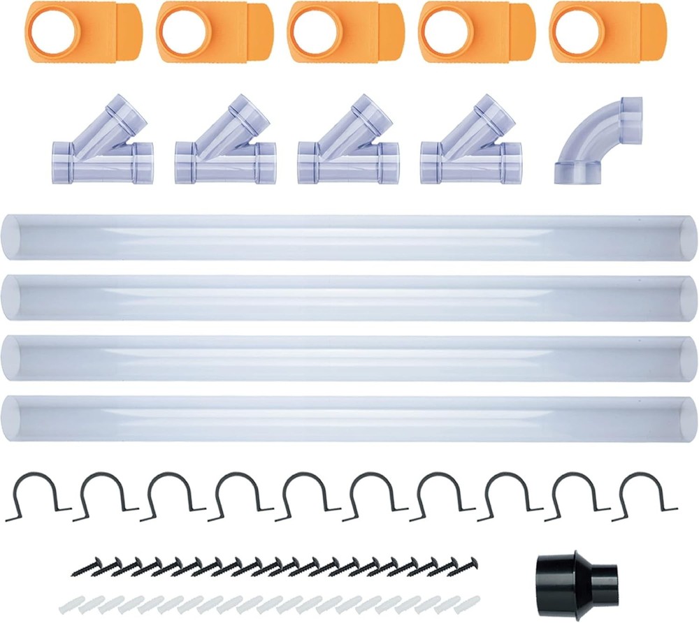 2-1/2" Dust Collection Network - Durable Clear Plastic, 65pc