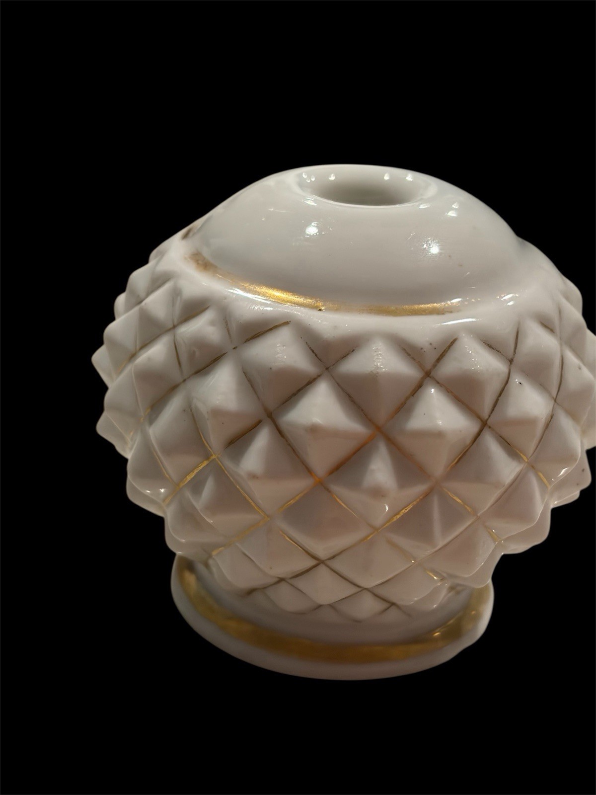 Victorian Milk Glass Inkwell With Gilding