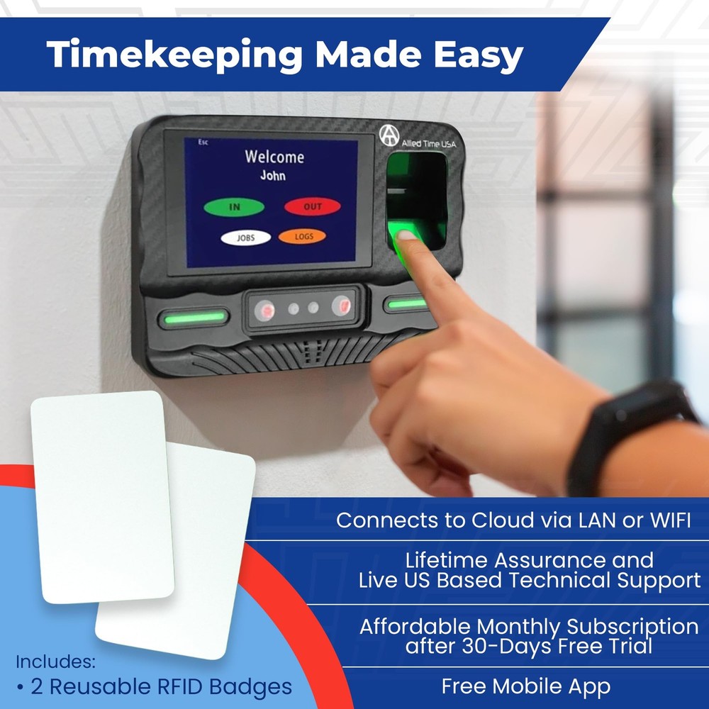 Biometric Time Clock for Employees Attendance - Subscription Clock in Machine...