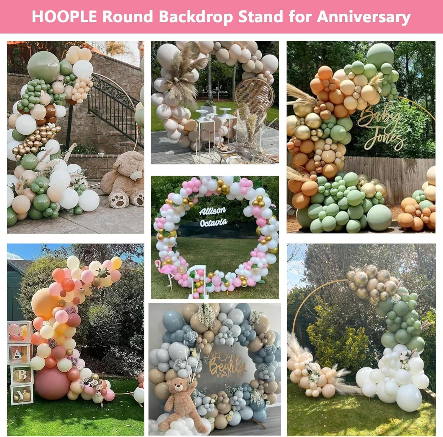 Round Backdrop Stand 6.6 FT - Gold Circle Balloon Arch Frame, Wedding Arch Frame