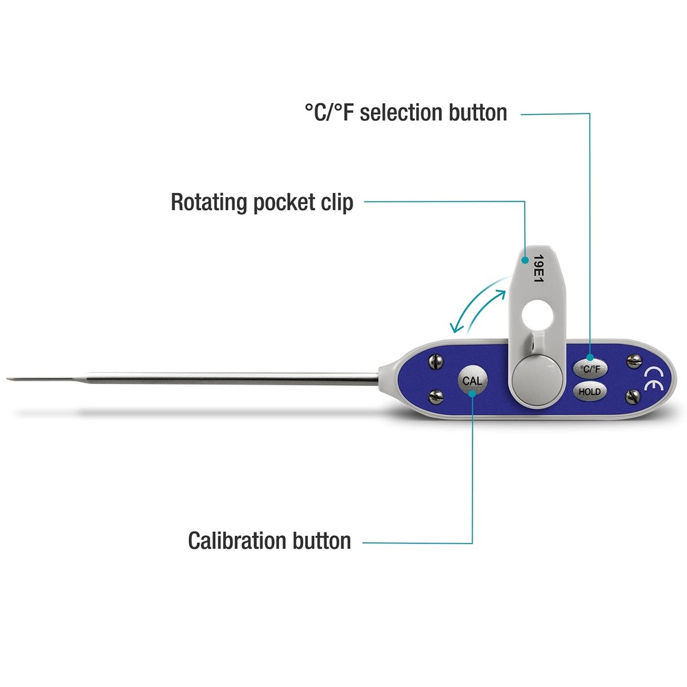 DeltaTrakessentials 11063 FlashCheck Jumbo Display Auto-Cal Needle Probe Ther...