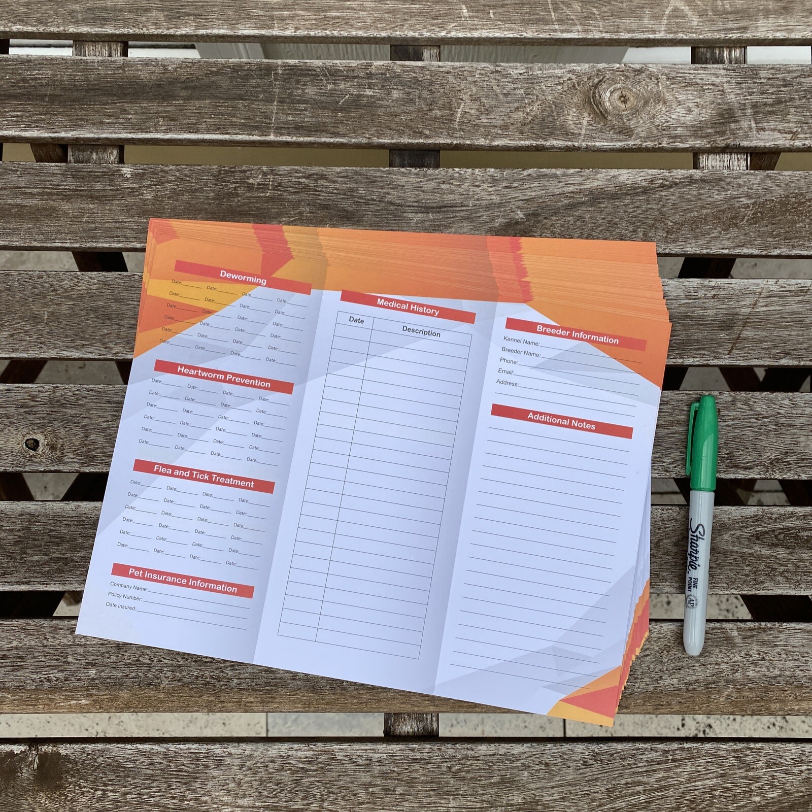 100 Canine Dog Puppy Health Record Vaccine Shot Folder Booklet 8.5" x 11"