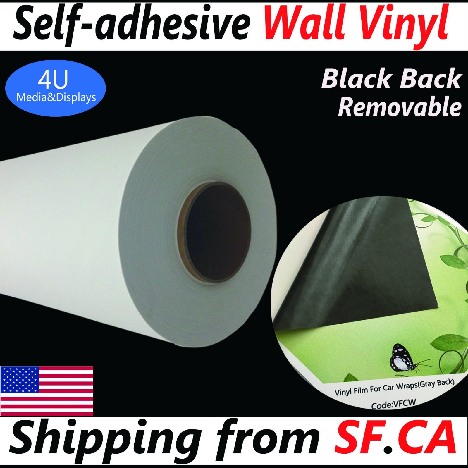 54" x 150'，3.15mil，Glossy Self-adhesive Removable Printing Cutting Vinyl Film