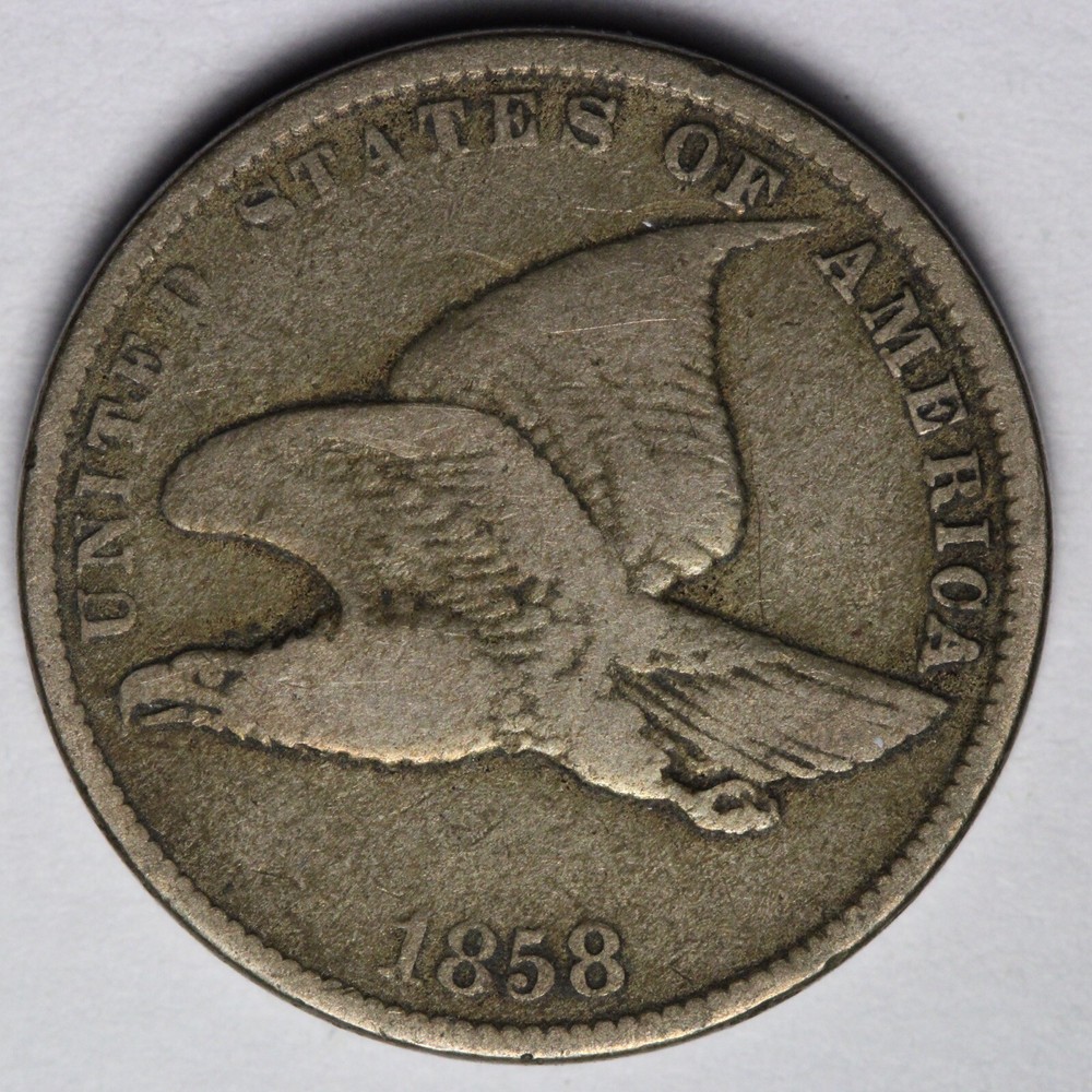 1858 S.L. Flying Eagle Cent Penny FINE+ E119 SEM