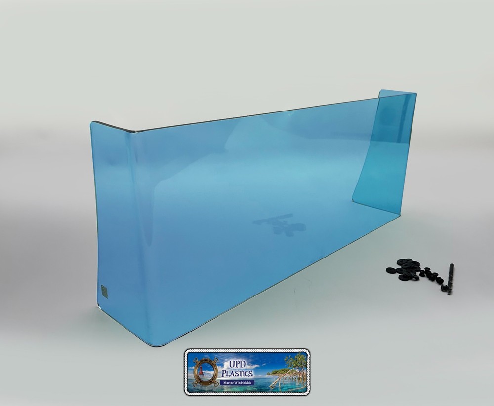 New Generic Center Console Boat Windshield Blue 27 1/2 inside Size, 1/4" Thick