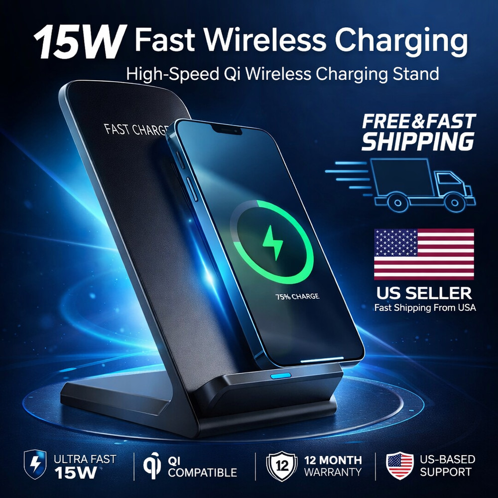 Wireless Fast Charger Charging Stand Dock For Samsung Galaxy iPhone Mobile