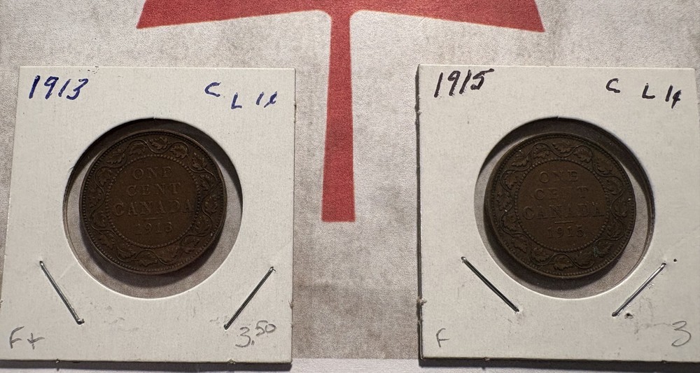 Canada Large Cent Group BETTER CONDITION 1906-1920, 9 Coins, Partial Set, Circ.