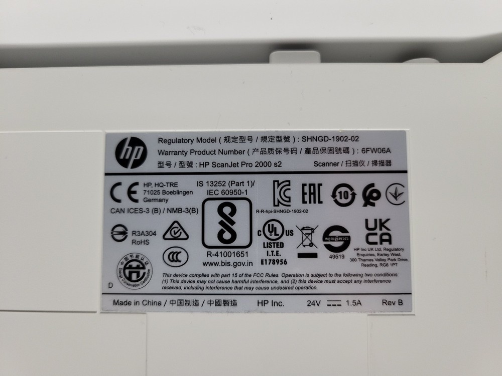 HP Scanjet Pro 2000 S2 Document Scanner with Power Adapter, USB Cable