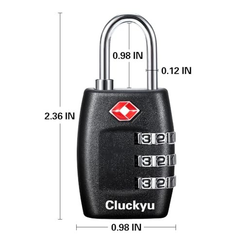 TSA Luggage Locks (4Pack) - 3 Digit Combination Padlocks - Approved Black