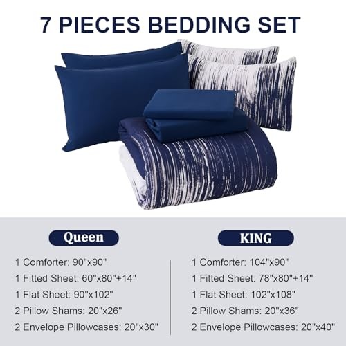 Ombre Blue Comforter Set Size Gradient Boho Bedding Set King Navy Blue White