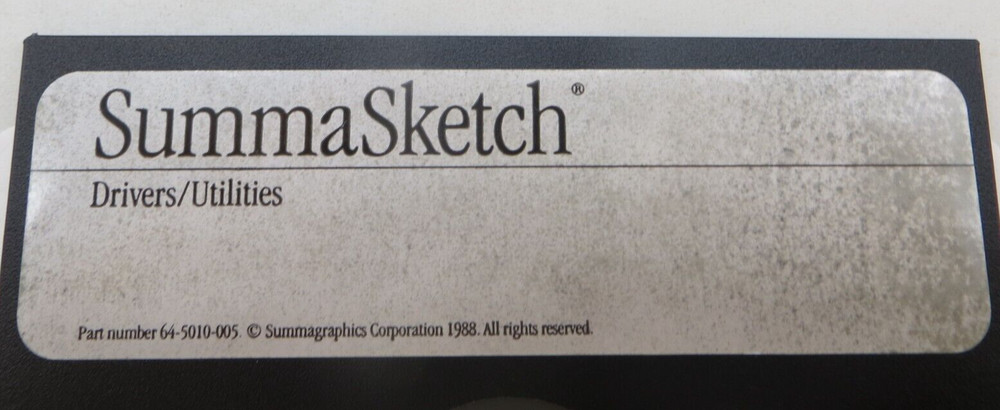 SummaSketch Drivers/Utilities 5.25" Floppy Disk 1988 Computer Disc