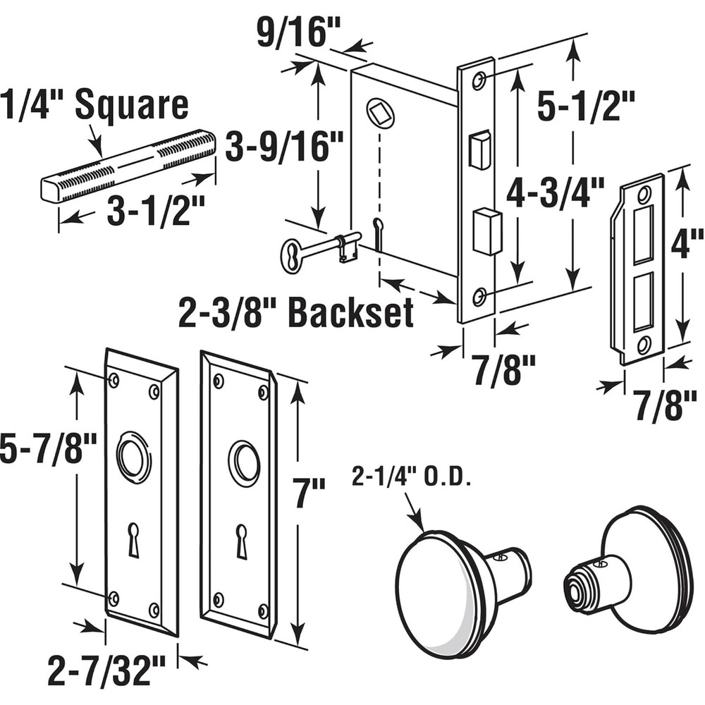 1 Pack Mortise Keyed Lock Set with Classic Knobs, Perfect for Matte Black