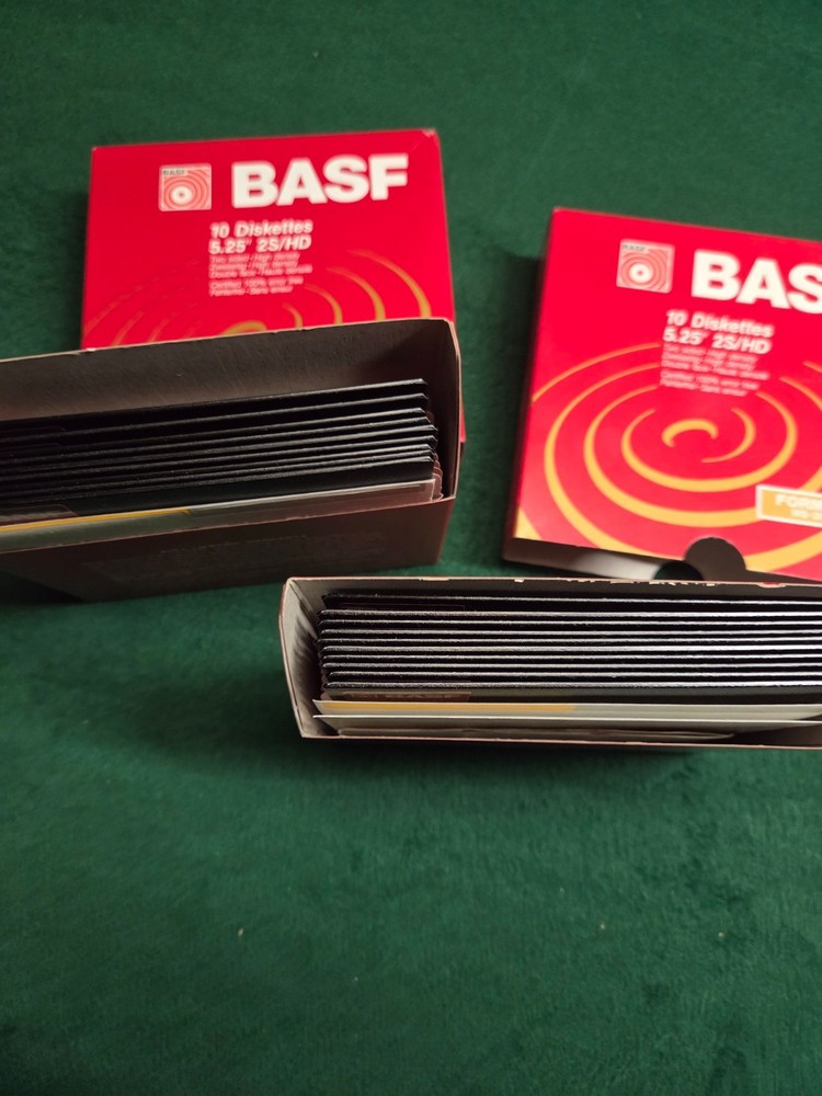 BASF Diskettes, 2S HD 5.25 5 1/4" Open (2) 10-Pack, 1 missing 19 Discs