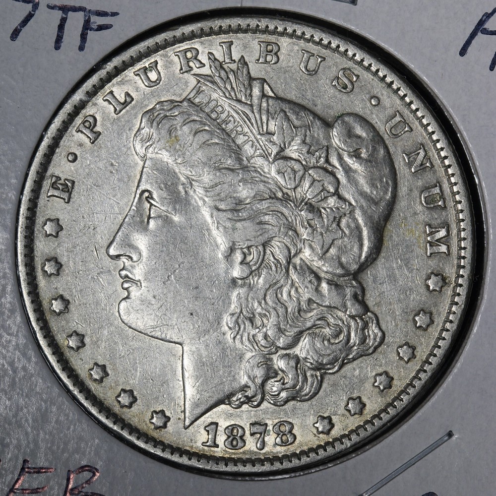 1878 7TF Morgan Silver Dollar AU E321 WEB
