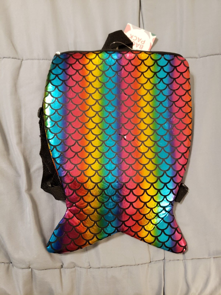 Fish Multicolor SMALL Backpack Plush Preschool K New Fun Back Pack Fish