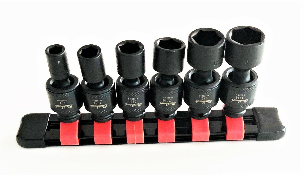 6pc Proto Blackhawk 1/4" Impact Universal Swivel Flex Socket Set SAE U-1356S