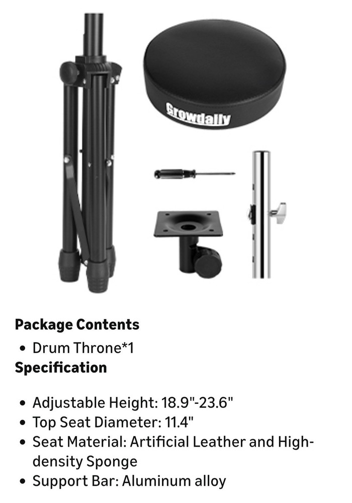 Drum Throne,Adjustable Stool Drum Universal Drum Throne Drummer Stool for Adu...