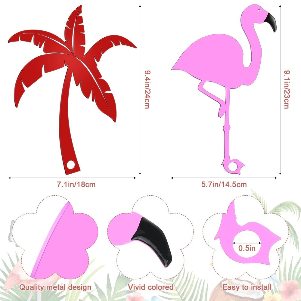 2 Pieces Mailbox Flags Flamingo Coconut Tree Mailbox Replacement Flags for Ro...