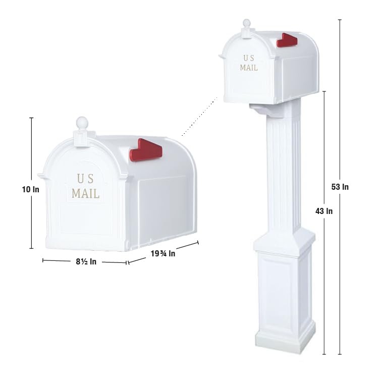 , Craftsman Mailbox & Post Kit, Large Outdoor Mailbox, Durable Plastic, Easy ...