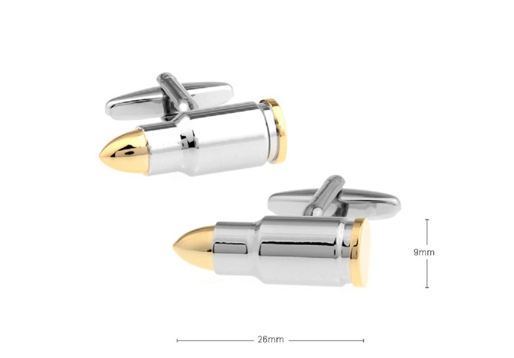 Bullet Cufflinks 2 Tone Rifle NRA CIA DEA Wedding Fancy Gift Box Free Ship USA