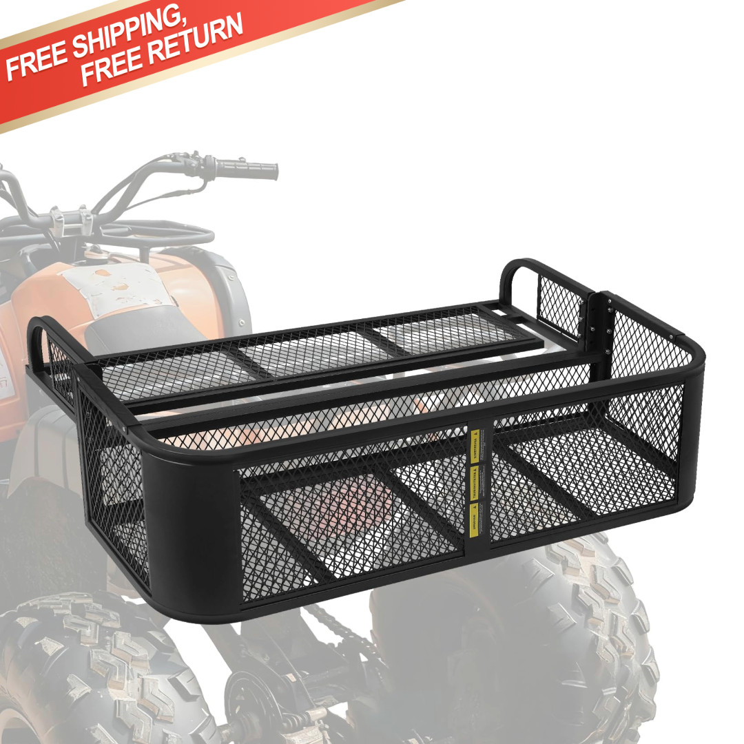 Heavy Duty ATV UTV Rear Cargo Basket Drop Style Steel Storage Rack 500 lbs