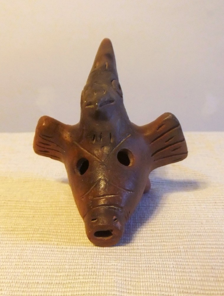 AZTEC / MAYA CLAY WHISTLE, OCARINA