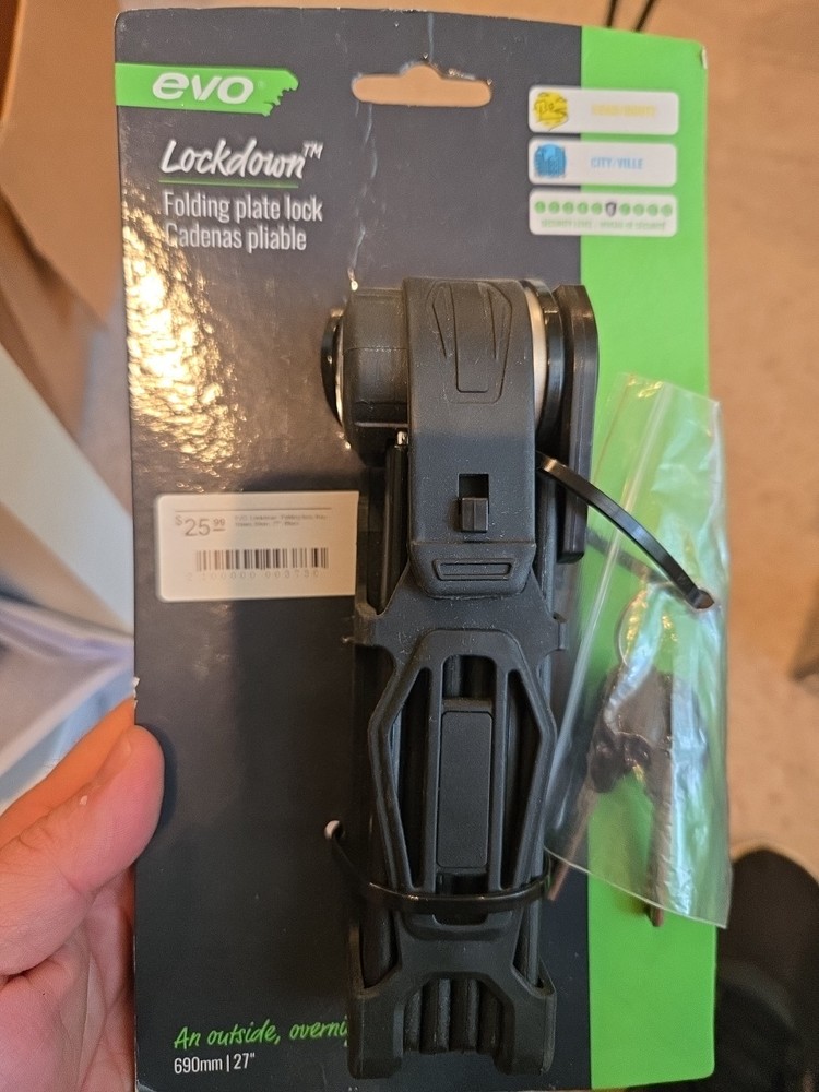 EVO Lockdown Folding Lock with 2 Keys and Mounting Bracket Black