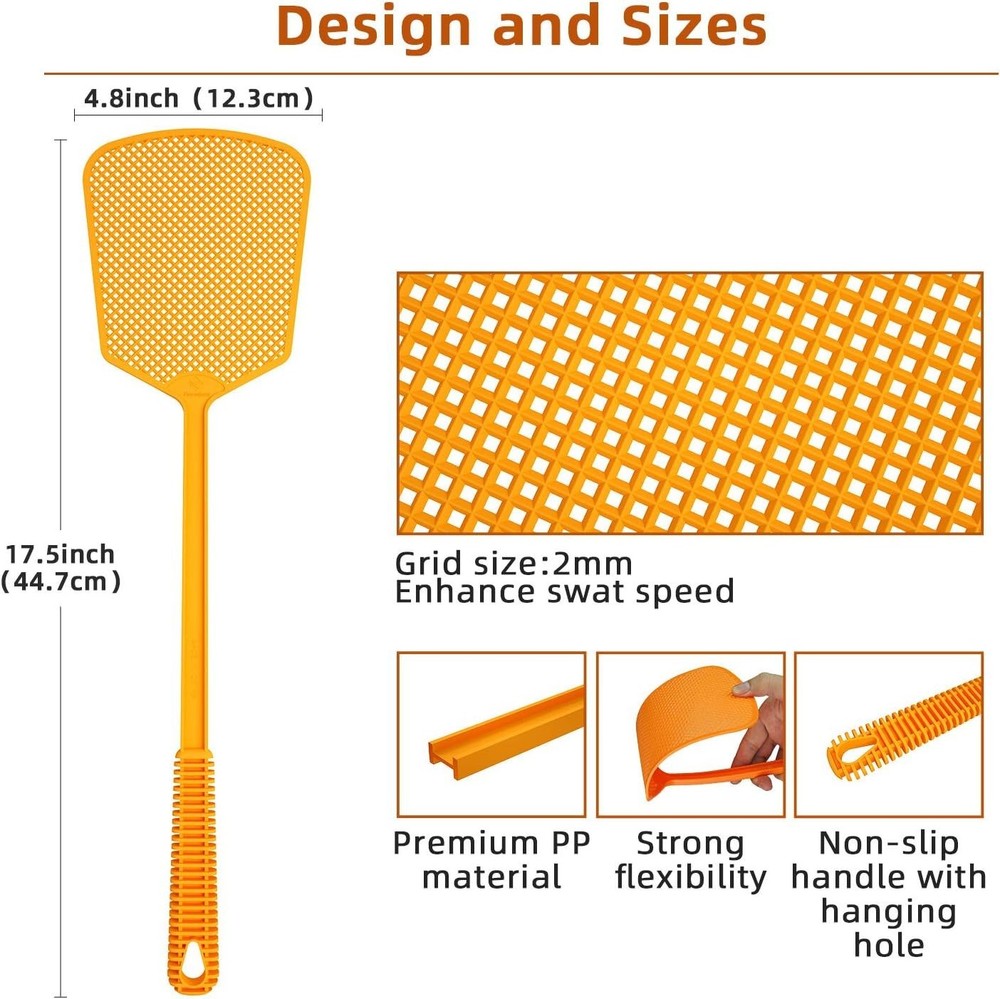 6-Pack Heavy Duty Plastic Fly Swatters