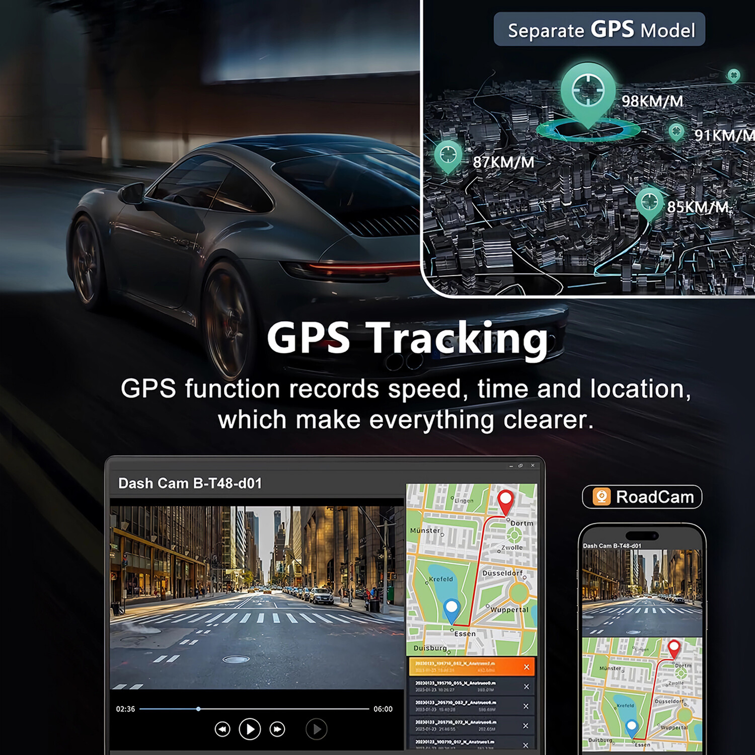 4K Dash Cam Front Dash Camera Super NIght Vision WIFI&GPS With 64GB SD Card