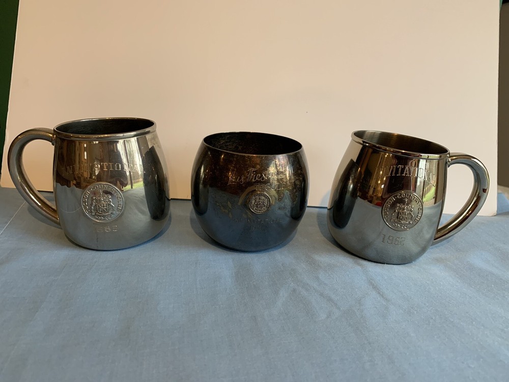 VINTAGE SILVERPLATE CUP/MUG, TUCSON C.C. INVITATIONAL 1962, 1965 & 1971, 3 ITEMS