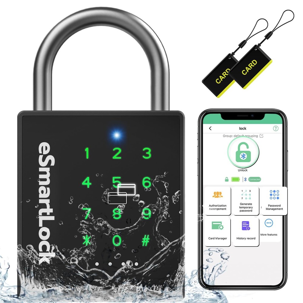 Pothunder Heavy Duty Smart Padlock, Bluetooth Padlock with Code and RFID, Out...