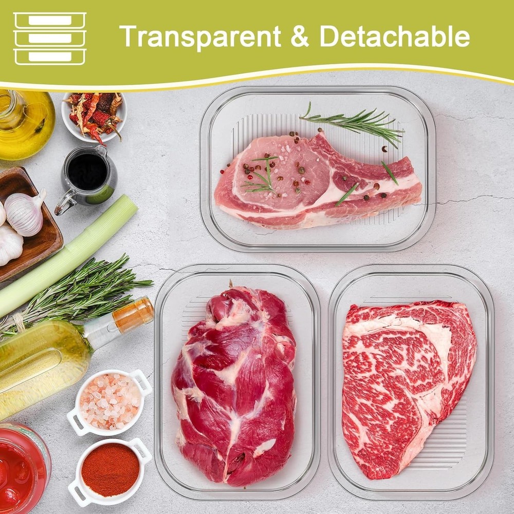 6 Pcs Deli Meat Container Fridge Stackable Bacon Lunch Meat Container