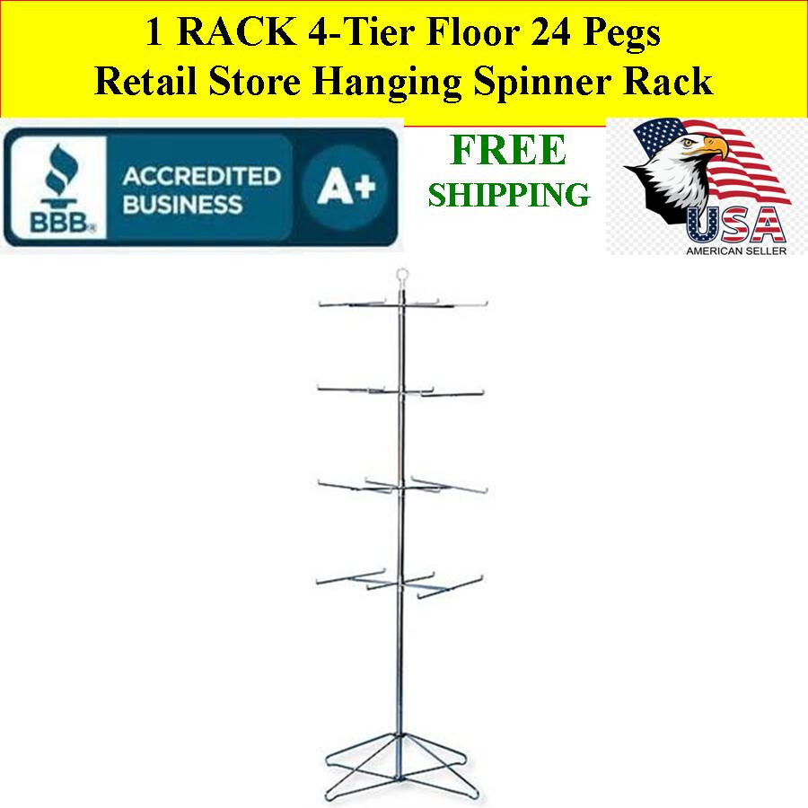 Retail Store Display Hanging Floor Spinner Hanging Rack 4-Tier Wire 63 In