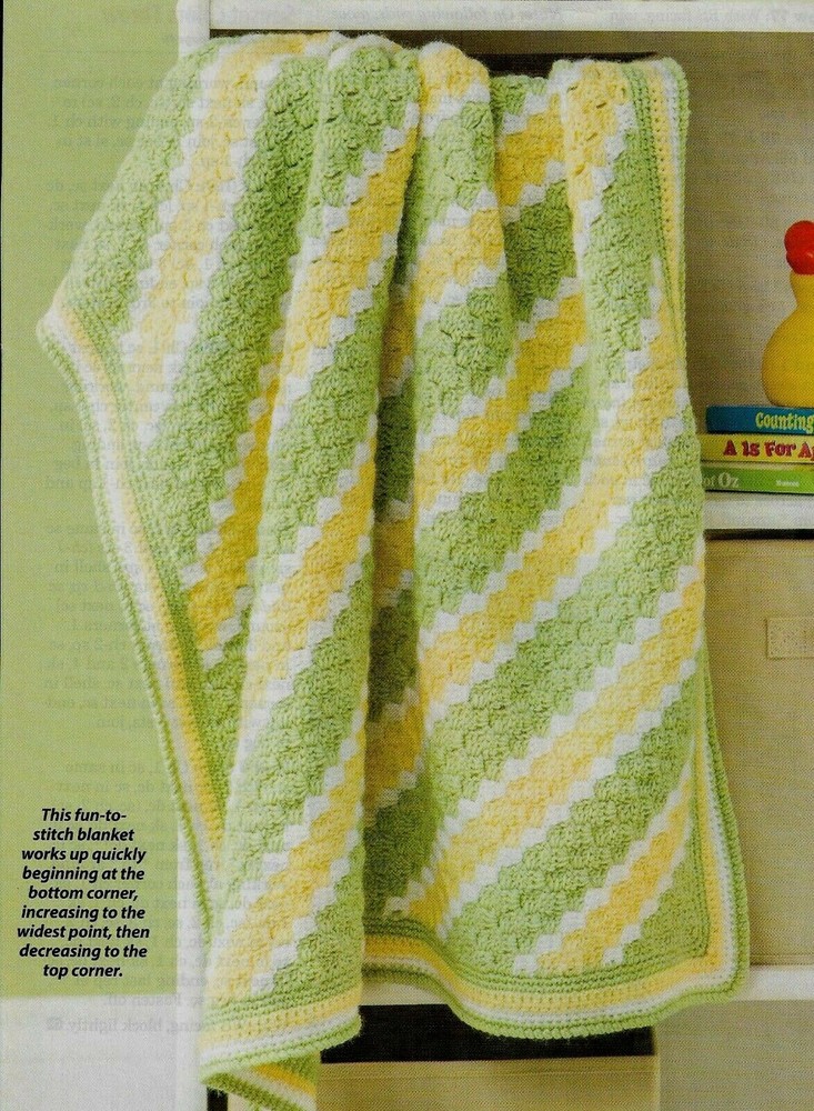 CLUSTER STRIPES BABY AFGHAN NURSERY DECOR CROCHET PATTERN INSTRUCTIONS