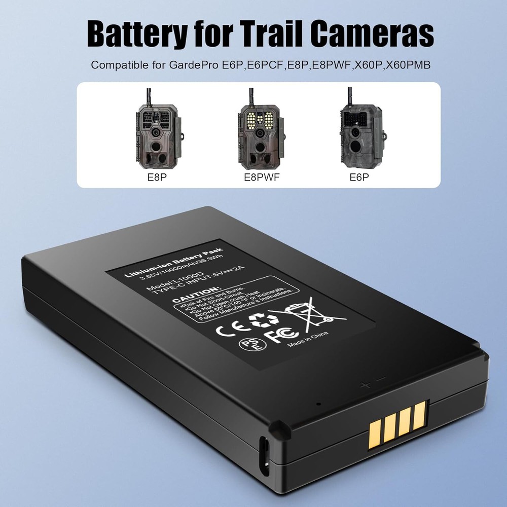 10000mAh E6P Battery for GardePro Trail Camera E6P E8P E6PCF E8PWF X60P X60PMB