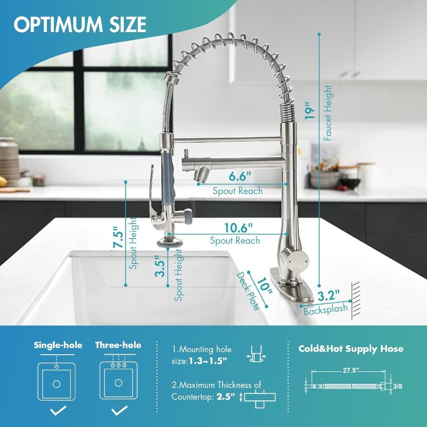 GIMILI Kitchen Faucet with Pull Down Sprayer Single Handle Brushed A