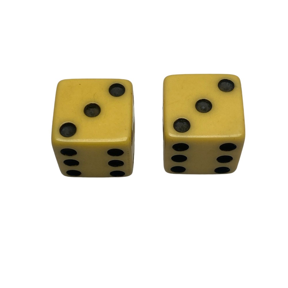 Bakelite Dice Pair Butterscotch 5/8" Backgammon Board Game Set Vintage