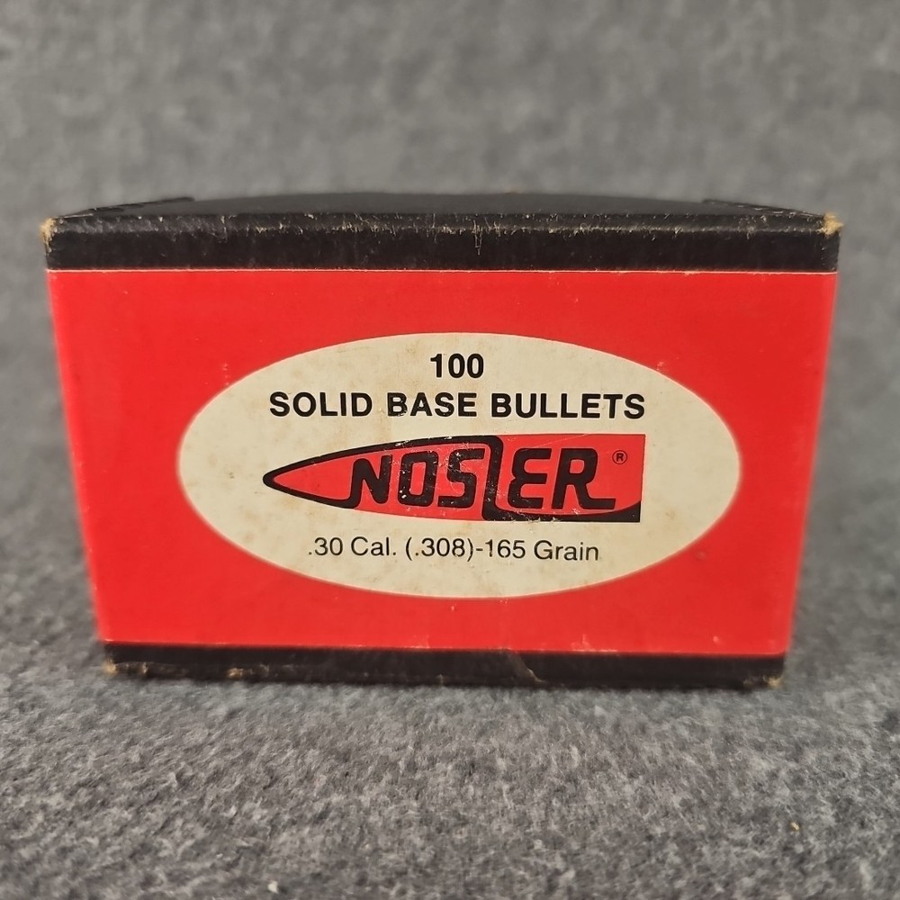 Vintage Empty box Nosler .30 Caliber (.308) 165 Grain Solid Base bullets