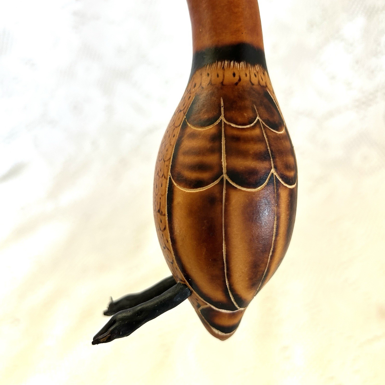 Hand Carved Peruvian Gourd Bird Primitive