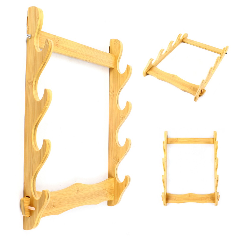 Wall-Mounted Display Rack Sword Mount Stand 4-Layer Bamboo Mount Display Stand