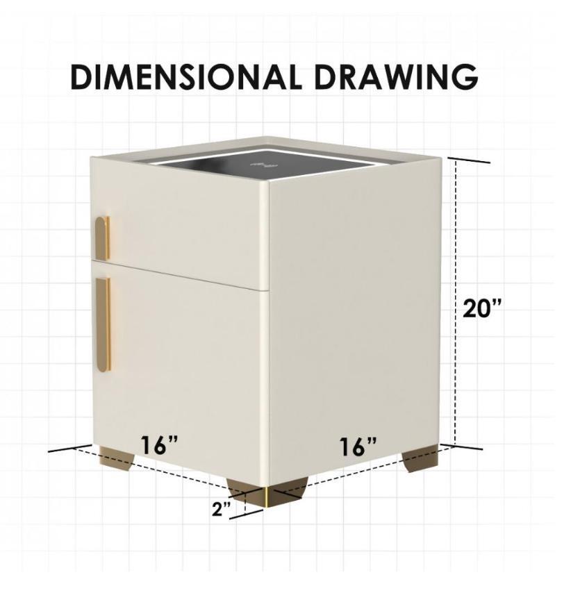Multifunctional Smart Nightstand Safe Lock Box 3-Color Light Wireless Charging