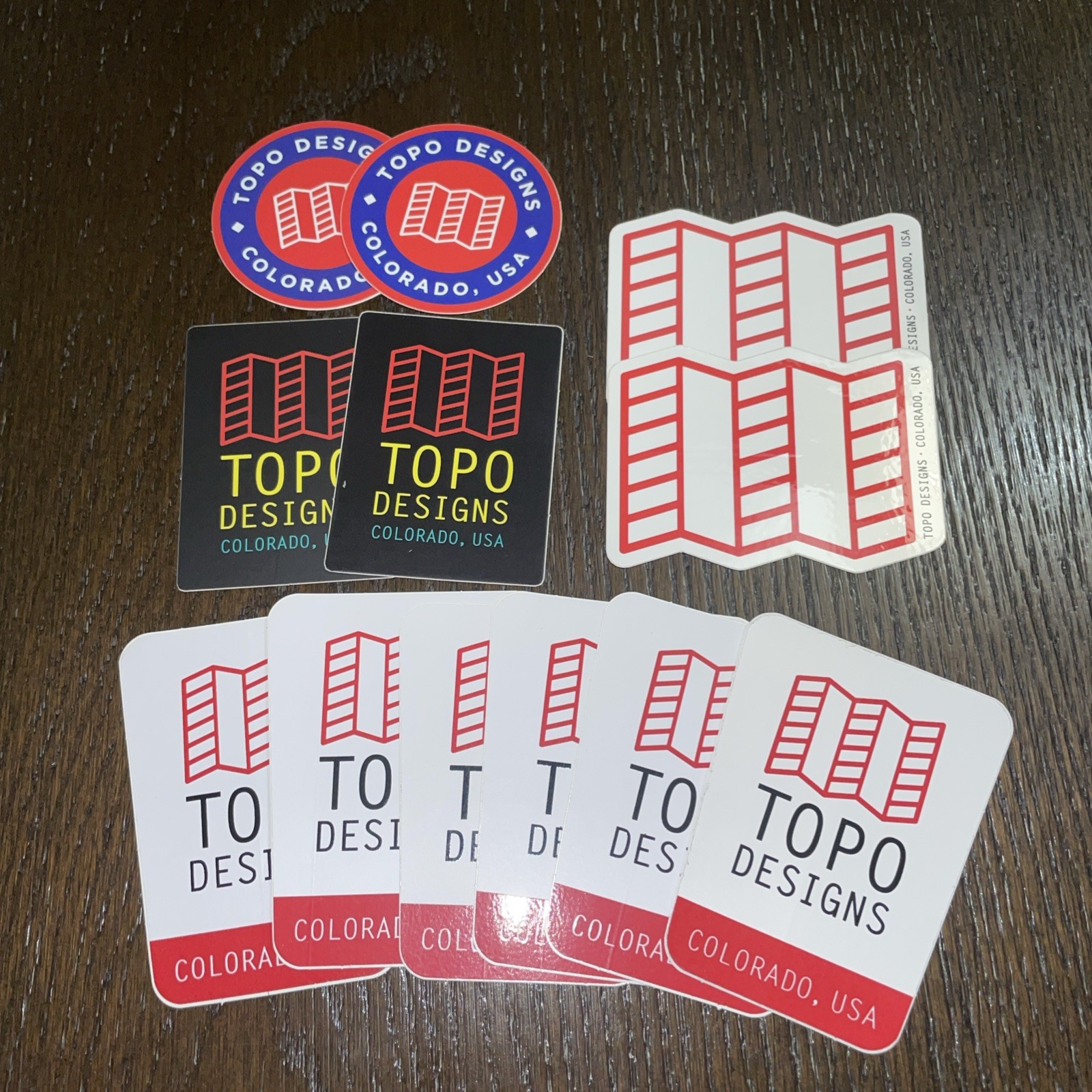 Lot of 12 NEW TOPO DESIGNS Maps STICKER Decal NEW White Red