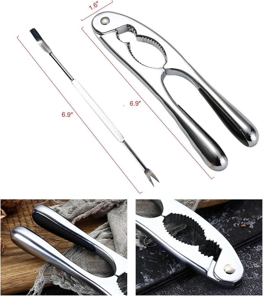 Durable Nut & Seafood Cracker Set - Includes 4 Picks for Hassle-Free Enjoyment