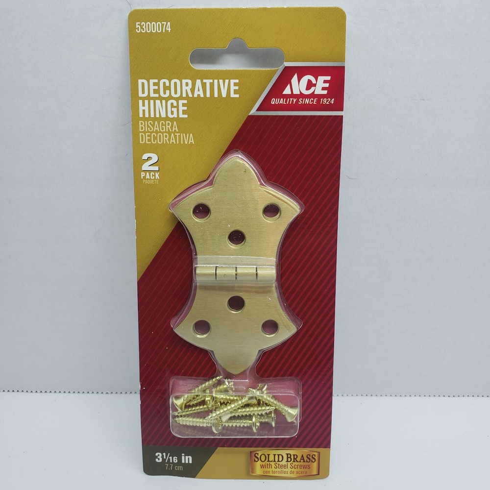 ACE Decorative Hinge SOLID BRASS  2 Pack  3-1/16"  #5300074